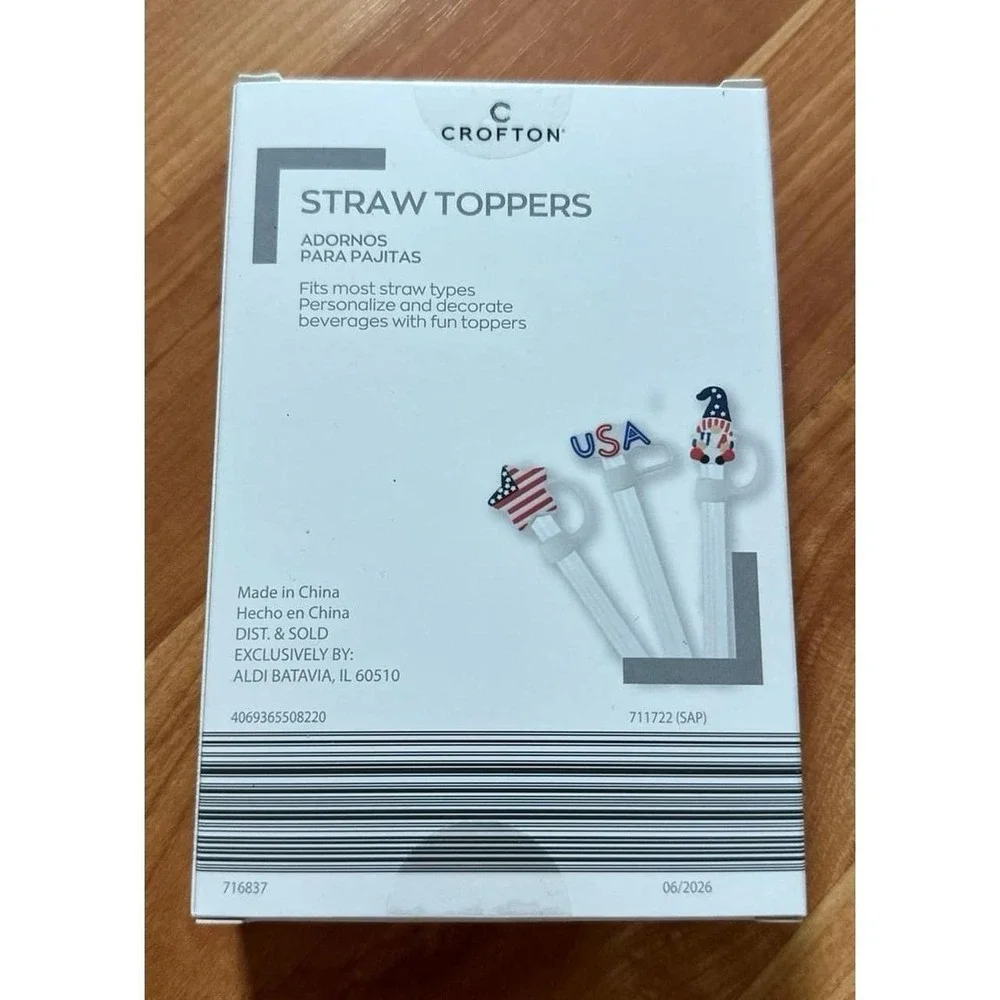 Crofton Americana 3pk Straw Toppers